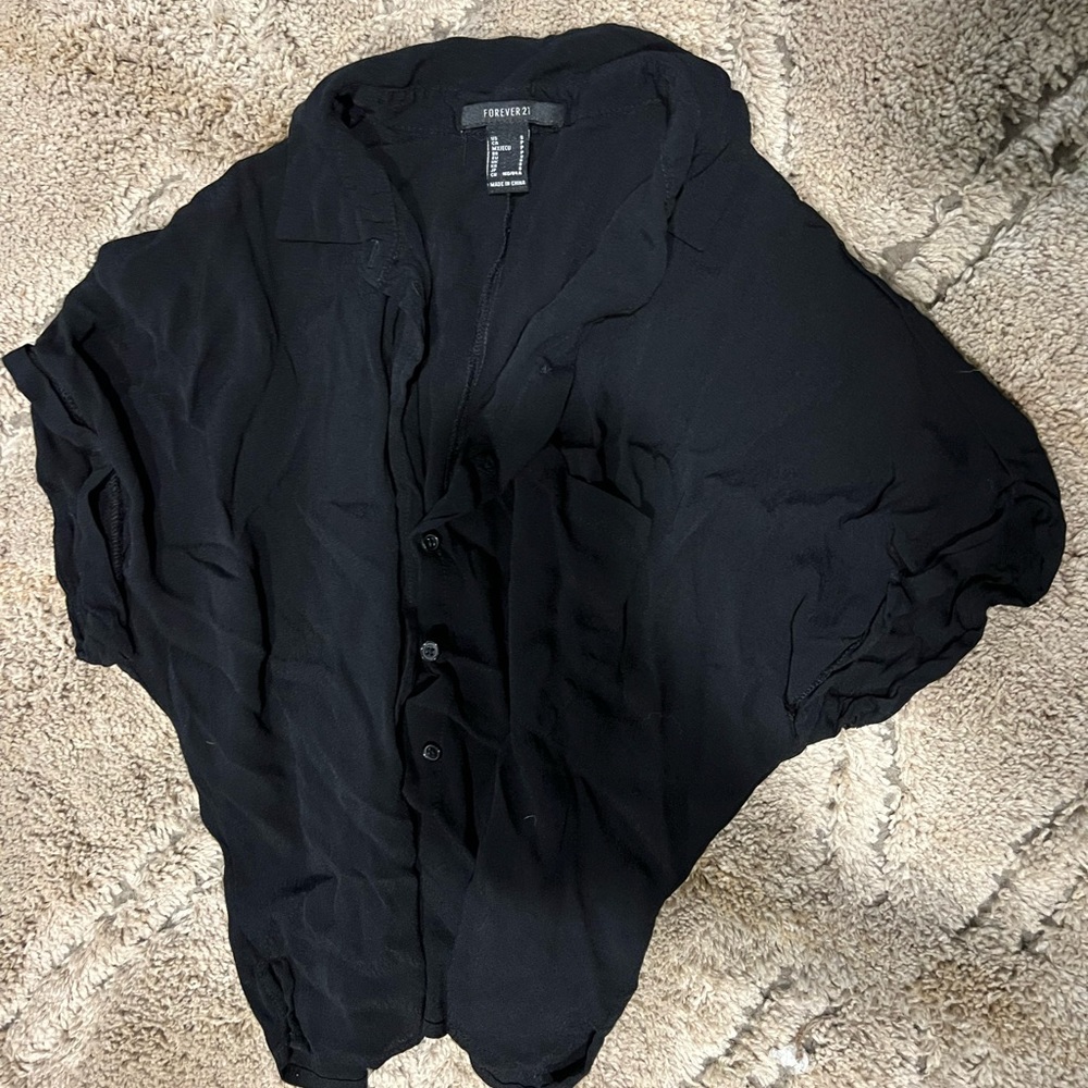 Black crop button up